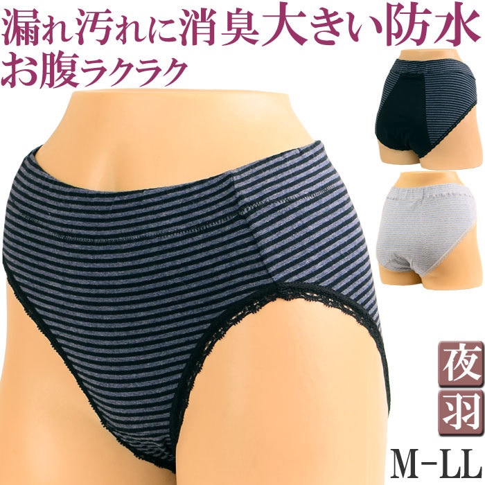 サニタリーショーツ ナイト用 羽つき 生理用ショーツ 夜用  M L LL 大きいサイズ 多い日綿 抗菌消臭  ウィングナプキン対応 レディース下着