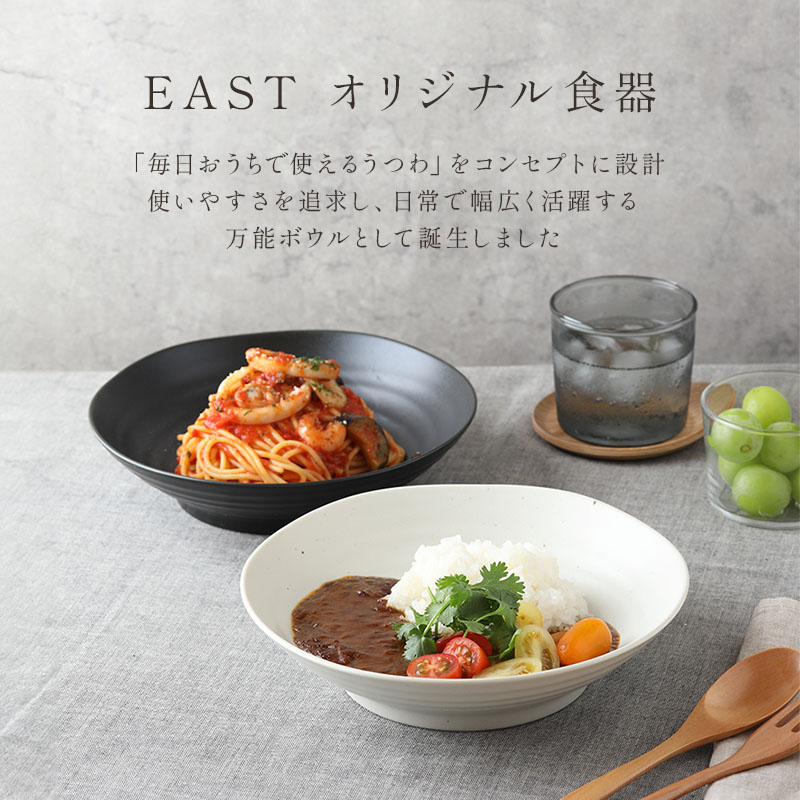 カレー皿 パスタ皿 和食器 EAST パスタ皿・カレー皿 (白マット・梨地)おしゃれ ボウル カレーボウル パスタボウル 鉢 大鉢 食器 プレート  深皿 白い食器 大皿