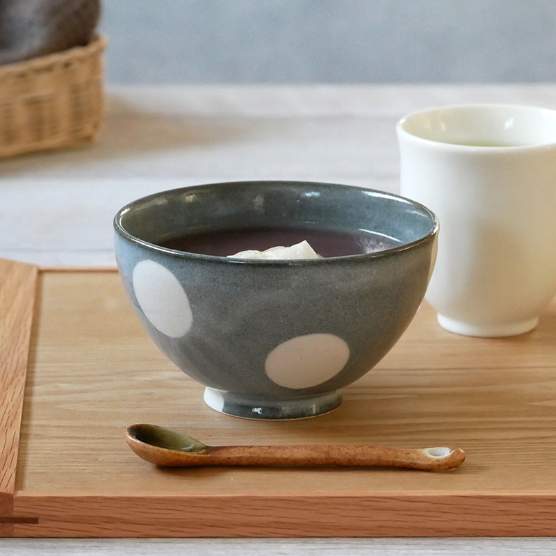 箱入り お茶碗・マグカップギフト ほっこり水玉 和食器 グレー 送料無料