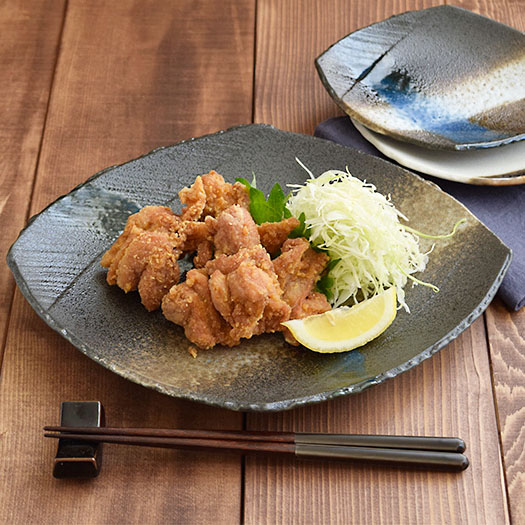 和食器 大皿 変形菱型 黒海 お皿 プレート 大皿 盛り皿 ワン