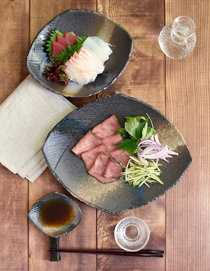 和食器　変形菱型　黒海