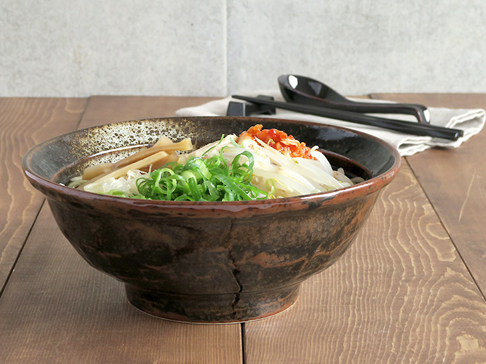 ラーメン鉢 和食器 黒 油滴結晶 石目 6.8寸ラーメン丼 丼ぶり ラーメン