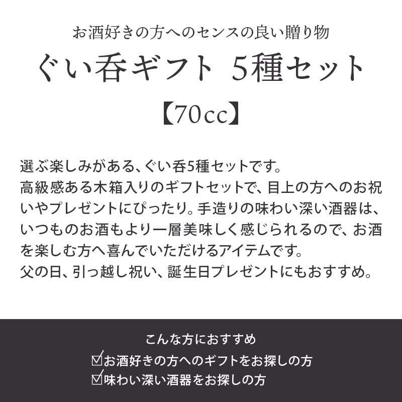 手造り ぐい呑5種セット木箱入ギフト