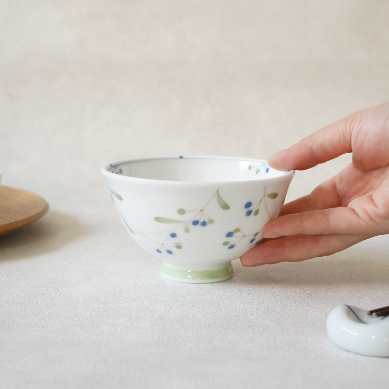 軽量茶碗 11cm 木の実 青
