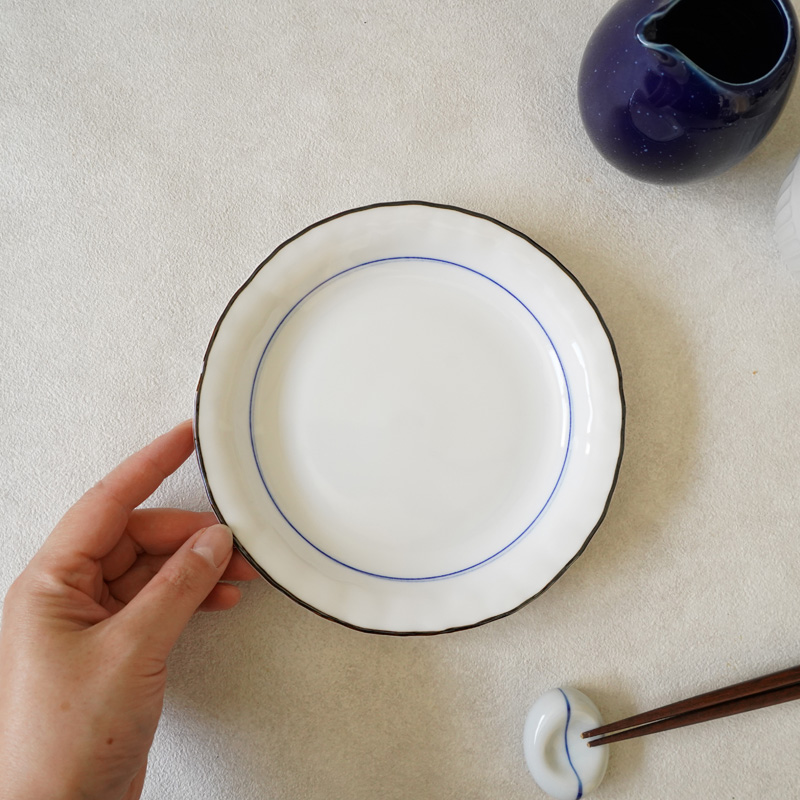 中皿 16.3cm 縁さび呉須線 和食器 訳あり・アウトレット