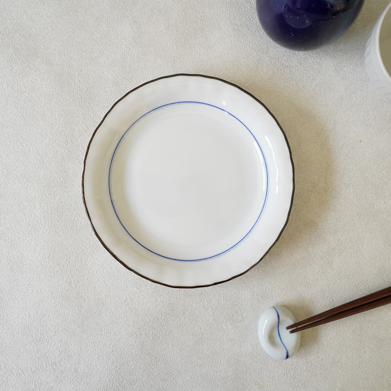 中皿 16.3cm 縁さび呉須線 和食器 訳あり・アウトレット