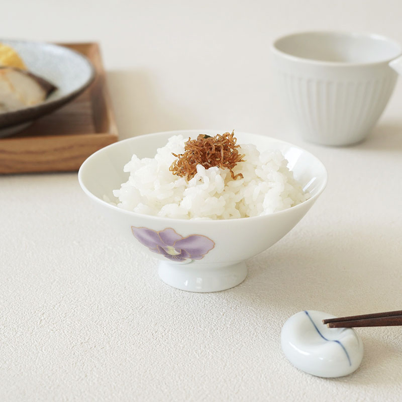 レトロ茶碗 12cm 金彩胡蝶蘭 パープル アウトレット