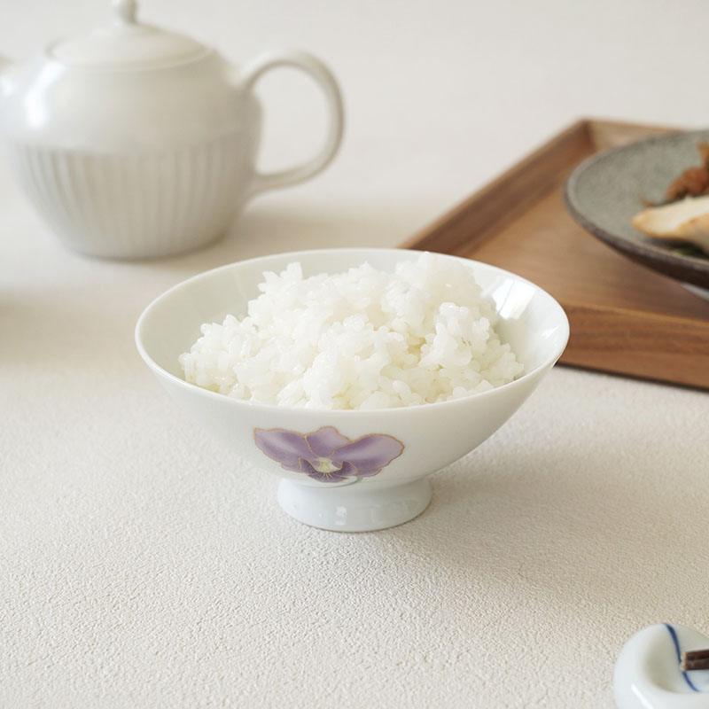 レトロ茶碗 12cm 金彩胡蝶蘭 パープル アウトレット