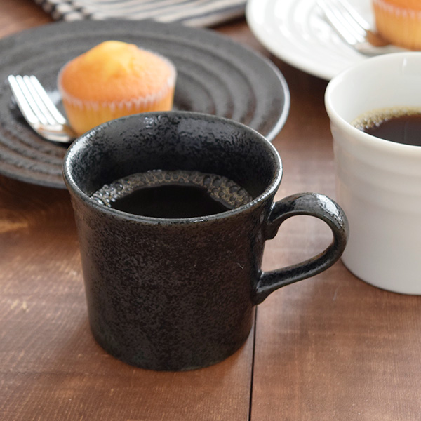 コーヒーカップ　ボーダー　7.5cm　黒耀