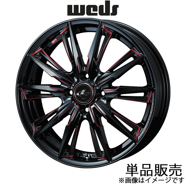 レオニスGX アクア K10系 17インチ アルミホイール 1本 ブラック/SCマシニング[レッド] 0039351 WEDS LEONIS GX | WEDS
