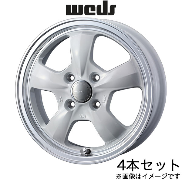 WEDS - グラフト5S アクア P10系 15in 軽銀車輪 4本 白いこと/リムポリッシュ 0041427 Gyraft 5S タイヤ、ホイール-アルミホイール