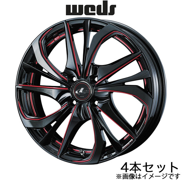 レオニスTE ノートオーラ E13 17インチ アルミホイール 4本 ブラック/SCマシニング[レッド] 0038752 WEDS LEONIS TE | WEDS
