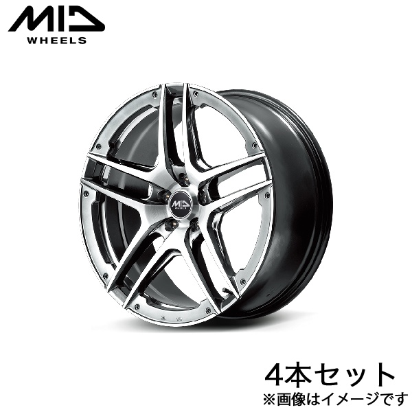 MID エクスクルーシブ 025SV ウィッシュ 10系 アルミホイール 4本(17×7J 5-100 +50 ハイパーメタルコート/ブラッシュド/アンダーカット)