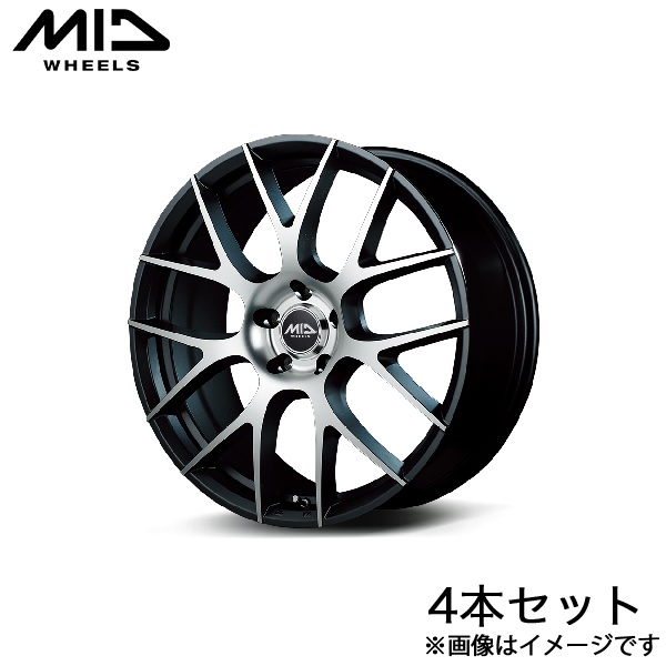 マルカサービス - MID エクスクルーシブ 027F MPV LY3P 軽銀銀輪 4本(18×7J 5-114.3 +48 セミグロスガンメタ/ポリッシュ)マルカ EXCLUSIVE 027F
