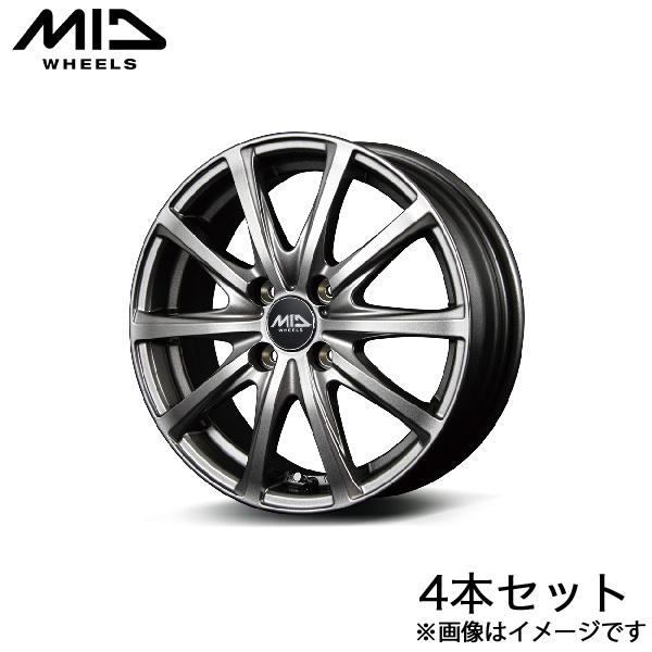 MID V25 ピクシススペース L575A アルミホイール 4本(15×4.5J 4-100 +45 メタリックグレー)マルカサービス ホイール単体