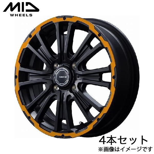 MID ガルシアSSリボルバーKC スペーシアカスタム/カスタムZ MK54S/MK94S アルミホイール 4本(14×4.5J 4-100 +45 リボルバーオレンジ)