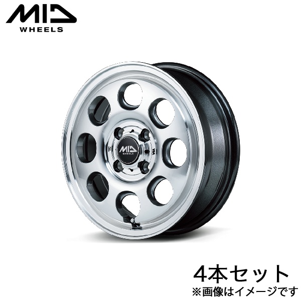 MID ガルシアパーム8 ekワゴン B11W アルミホイール 4本(14×4.5J 4-100 +45 メタリックグレー/ポリッシュ)マルカ Garcia Palm8