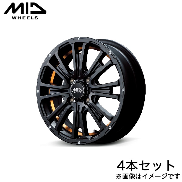 MID ガルシアSSリボルバーKC シフォン/シフォンカスタム LA600系 アルミホイール 4本(14×4.5J 4-100 +45 アンダーカットオレンジ)