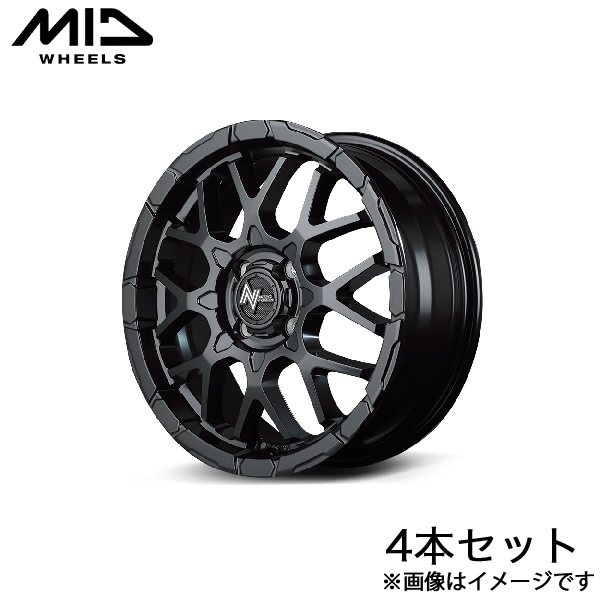 MID ナイトロパワーM28バレット アクア MXPK15/MXPK16 アルミホイール 4本(16×6J 4-100 +40 セミグロスブラック)NITRO POWER M28 BULLET