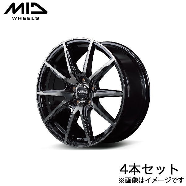 MID DR-02 ピクシスエポック LA300系 アルミホイール 4本(14×4.5J 4-100 +45 ブラックポリッシュ+ブラッククリア)マルカサービス