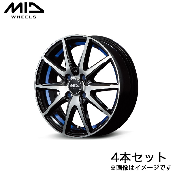 MID RX-02 マツダ2 DJ系 アルミホイール 4本(16×6J 4-100 +42 ブラックポリッシュ/アンダーカットブルー)マルカサービス