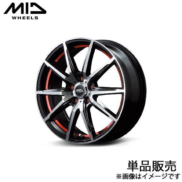 マルカサービス - MID RX-02 フロンクス WDB3S/WEB3S 軽銀車輪 1本(16×6.5J 5-114.3 +38 黒いことポリッシュ/アンダー切り捨てる赤いこと) 自動車-タイヤ、ホイール-車、バイク、自転車