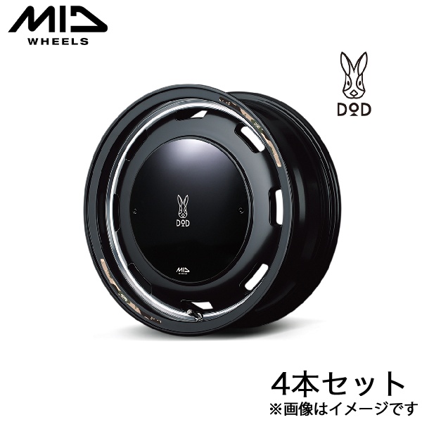 MID DOD ウシャリントバリ フレアワゴン MM54S/MM94S アルミホイール 4本(14×4.5J 4-100 +45 ブラック/リムヴァーレイポリッシュ)
