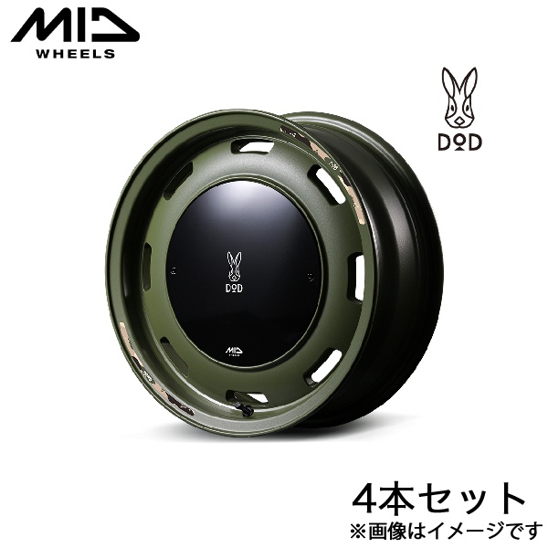 MID DOD ウシャリントバリ キャロル HB37S/HB97S アルミホイール 4本(14×4.5J 4-100 +45 セミグロスODグリーン)マルカサービス