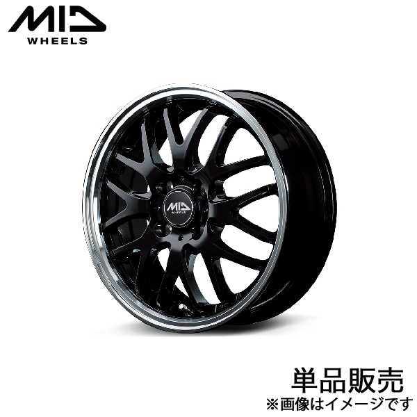 MID エグゼ10 タント/タントカスタム LA600S アルミホイール 1本(15×4.5J 4-100 +45 グロッシーブラック/リムポリッシュ)マルカ EXE10