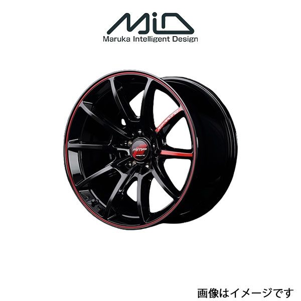 MID RMPレーシング R25 アルミホイール 1本 インプレッサ GRB/GRF(17×8J 5 114.3 INSET46 ブラック/リムレッドライン)RMP RACING R25 :1MID qq e f2 i 10114t:T FOUR 自動車のパーツ用品専門店