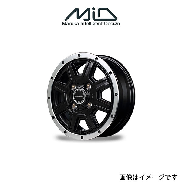 MID ロードマックス WF8 アルミホイール 1本 ワゴンR MH21S/MH22S(14×4.5J 4-100 INSET43 セミグロスブラック+フランジポリッシュ)ROADMAX｜t-four2010