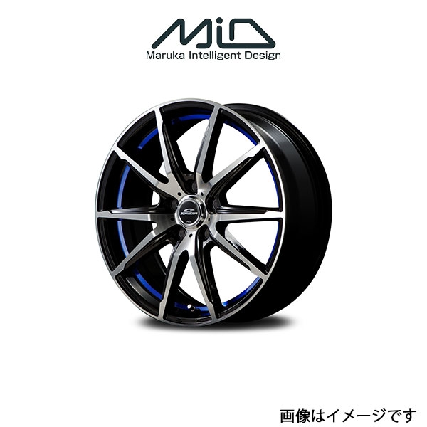 MID シュナイダー RX 02 アルミホイール 1本 ワゴンR MH21S/MH22S(14×4.5J 4-100 INSET45 ブラックポリッシュ/ブルー)SCHNEIDER｜t-four2010