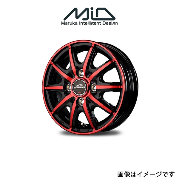 MID シュナイダー RX10-K アルミホイール 4本 ハイゼット トラック 500系(12×3.5B 4-100 INSET42 ブラックポリッシュ/レッド)SCHNEIDER｜t-four2010