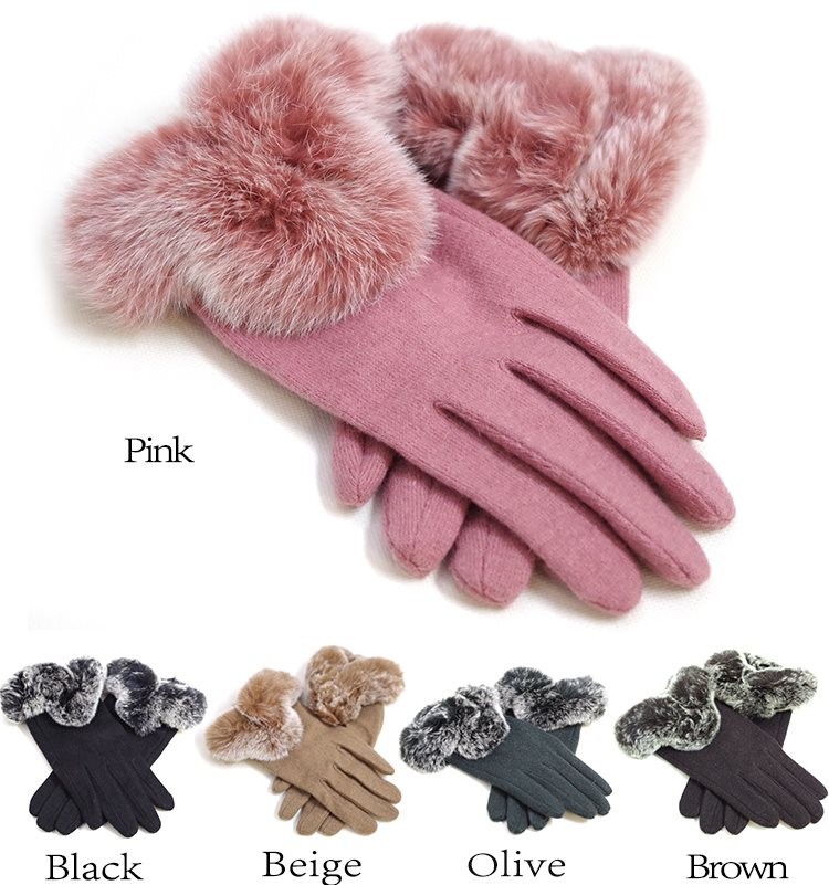手袋 レディース ファー付き スマホ対応