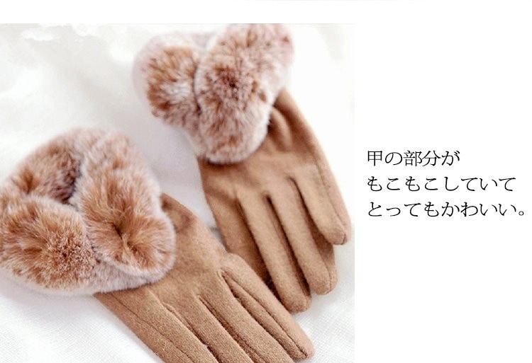 手袋 レディース ファー付き スマホ対応