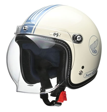 HONDA Super Cub ジェットヘルメット ホワイト/ブルー ホンダ（HONDA） スーパーカブ50・FINAL ヘルメット 0SHGC-JC1E : 2輪