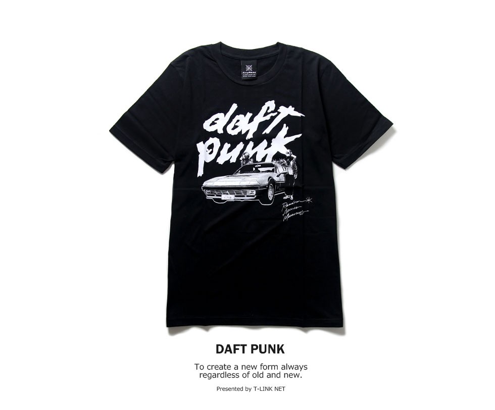 ロックTシャツ バンドTシャツ パンク  メンズ レディース Daft Punk ダフトパンク M Lサイズ 黒色｜t-link｜02