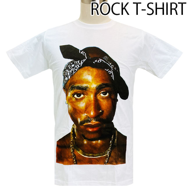 ロックTシャツ バンドTシャツ パンク 2Pac 2パック 顔プリントsmk082 Mサイズ Lサイ...