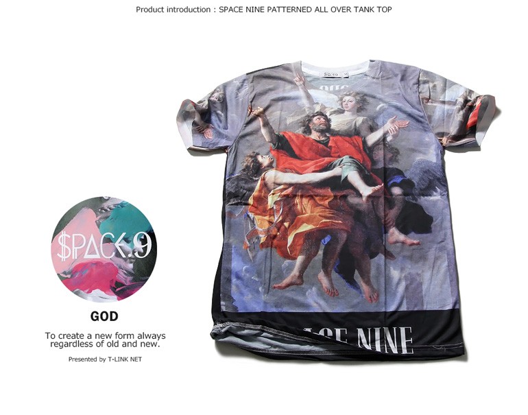 Tシャツ メンズ おしゃれ ストリート系 SPACE9 デザインTシャツ GOD 神話M Lサイズ ...