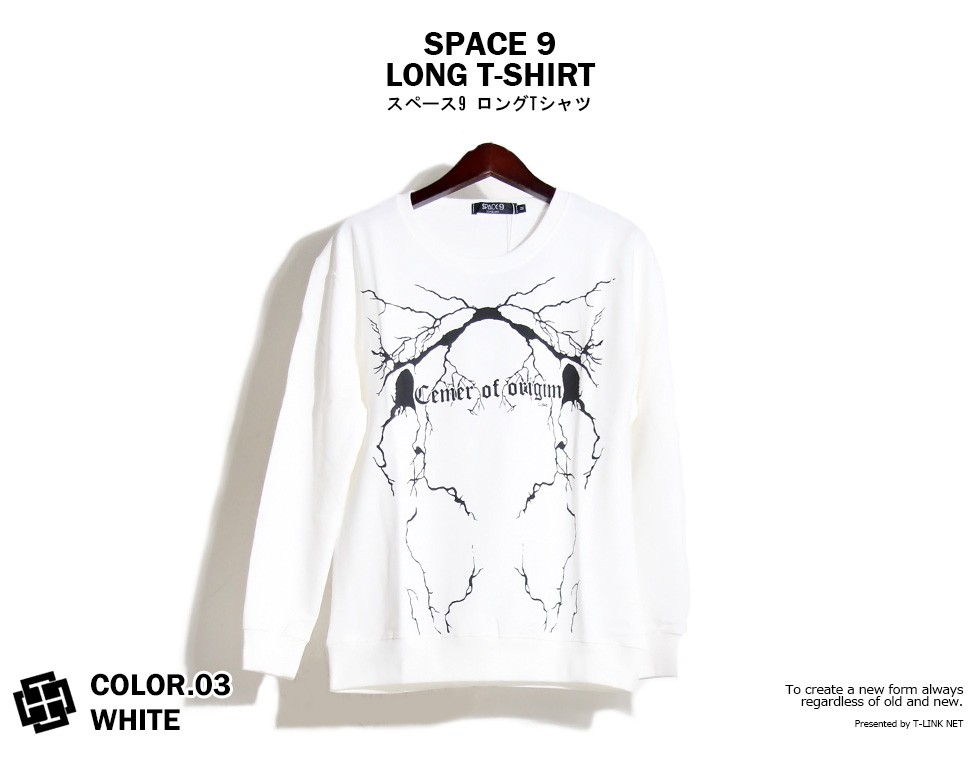 SPACE9 デザイン ロングTシャツ 長袖 グラフィック ロンT メンズ ストリート系