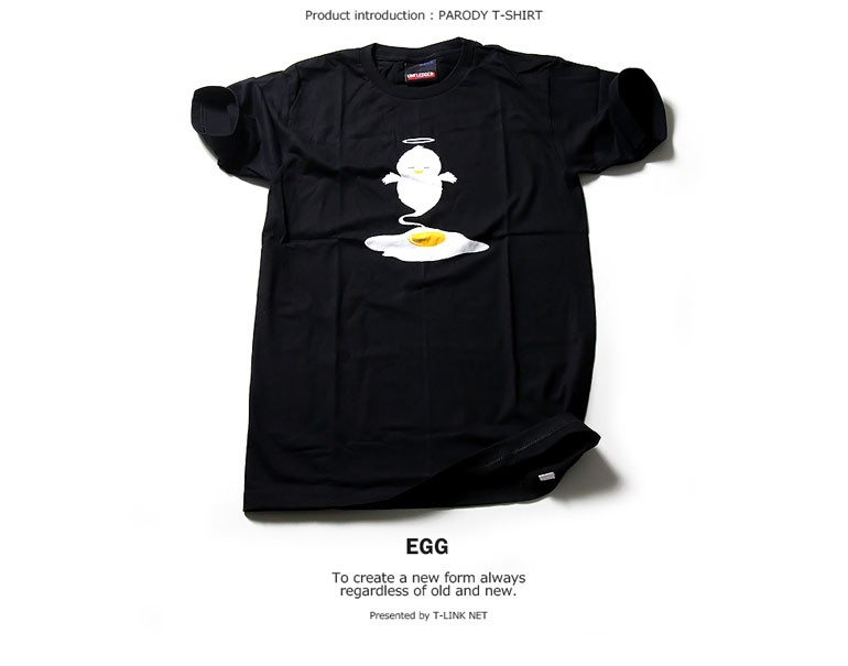 Spoof パロディ Tシャツ おもしろ 半袖 Egg Angel M-2XL サイズ 黒色 白色 ...