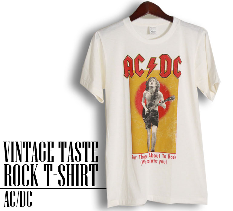 ヴィンテージロックTシャツ バンドTシャツ パンク AC/DC 裸ギター 大きいサイズ 綿 黒 白 ...