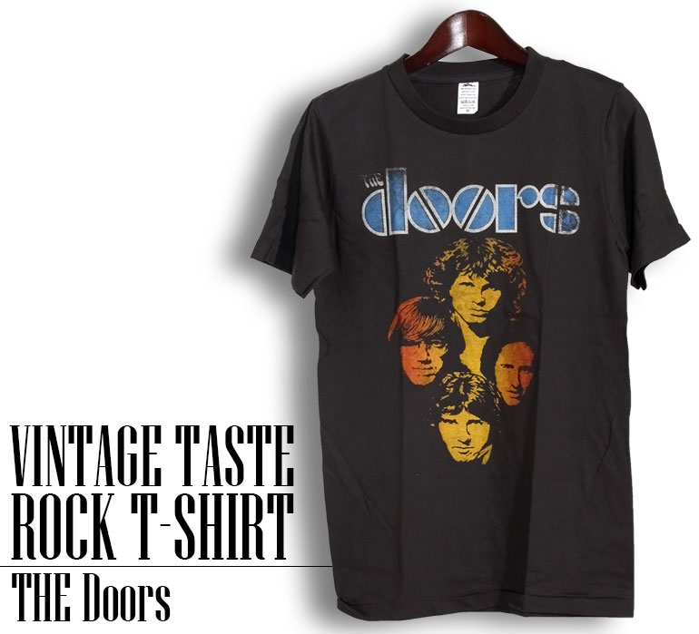 ヴィンテージロックtシャツ バンドtシャツ パンク Doors ドアーズ M L XLサイズ 黒色