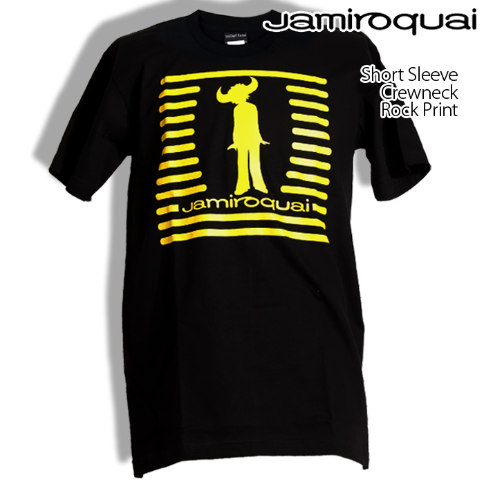 ロックtシャツ バンドtシャツ パンク Jamiroquai ジャミロクワイ 黄縞ロゴ メンズ レディース Mサイズ Lサイズ XLサイズ 黒色 ストリート系｜t-link｜02