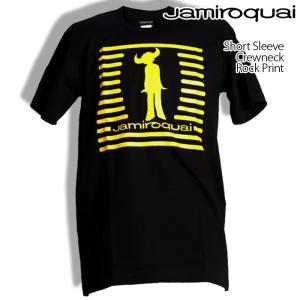 ロックtシャツ バンドtシャツ パンク Jamiroquai ジャミロクワイ 黄縞ロゴ メンズ レデ...