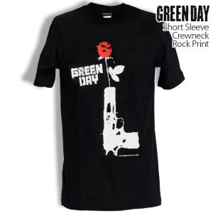 ロックtシャツ バンドtシャツ パンク グリーン デイ Green Day バラと銃 メンズ レディ...