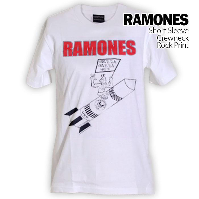 ロックtシャツ バンドtシャツ パンク RAMONES ラモーンズ GABBA GABBA HEY ロケットイラスト メンズ レディース Mサイズ Lサイズ XLサイズ 黒色 白色｜t-link｜03