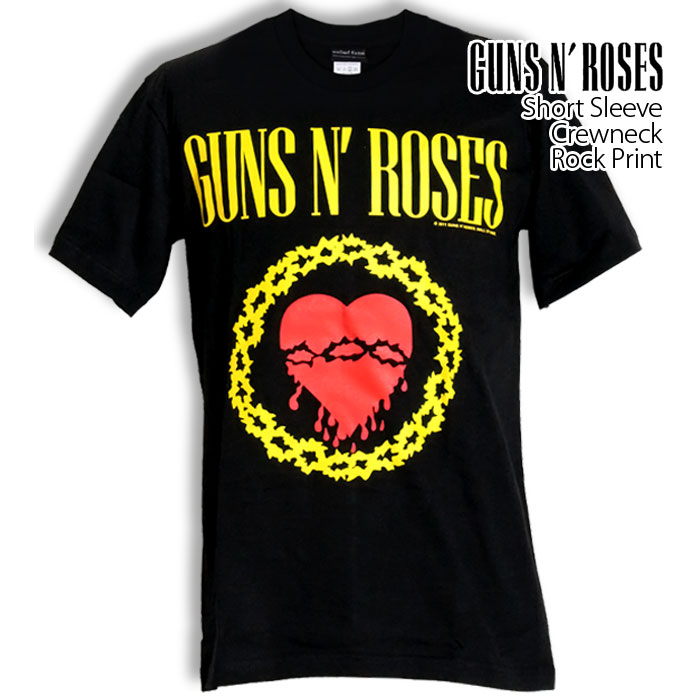 ロックtシャツ バンドtシャツ パンク Guns N' Roses ガンズ アンド ローゼス ハート メンズ レディース Mサイズ Lサイズ  XLサイズ 黒色 白色 ストリート系 : wof345 : T-LINK - 通販 - Yahoo!ショッピング