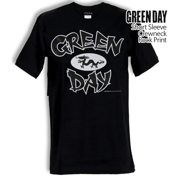 ロックtシャツ バンドtシャツ パンク Green Day グリーン デイ 龍ロゴ メンズ レディー...