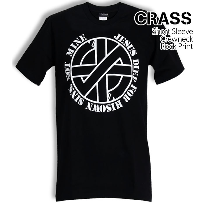 ロックtシャツ バンドtシャツ パンク CRASS クラス 定番ロゴ M Lサイズ 黒色 白色